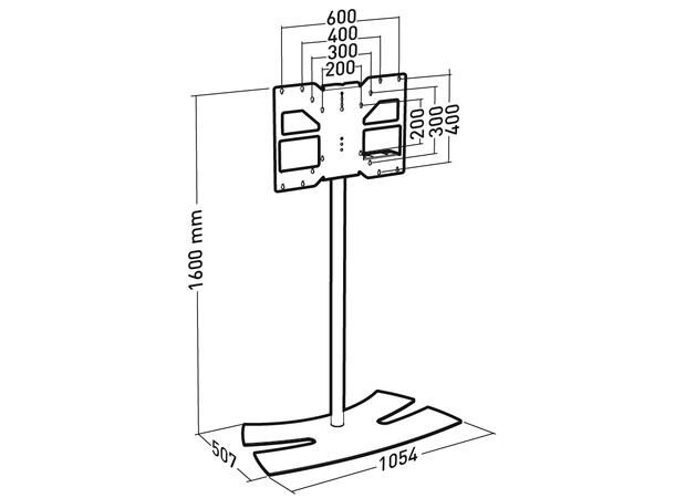 Erard gulvstativ LUX-UP 1600XL TV - sort VESA 100>600x400, maks 50Kg 